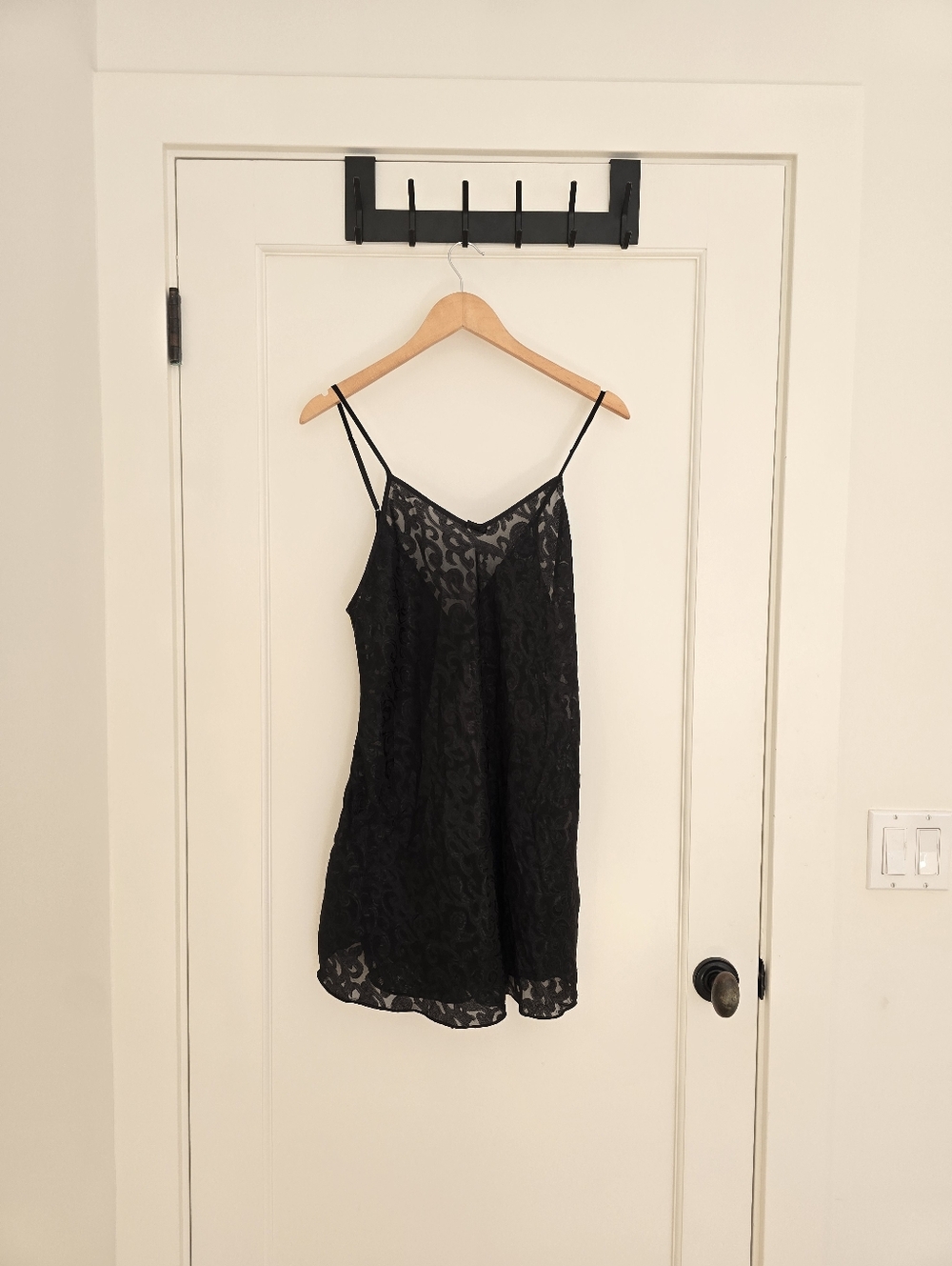Fredericks Of Hollywood Black Jaquard Mini Slip Back Bow Accents Womens S EUC